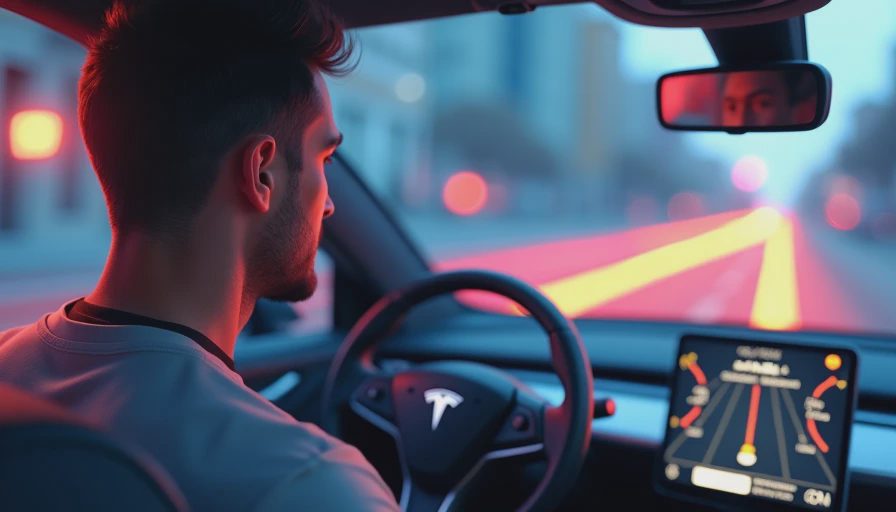 Illustration for tesla driverless delivery fire lane